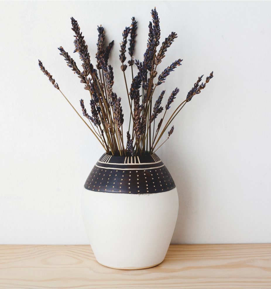 White Carved + Bud Vase