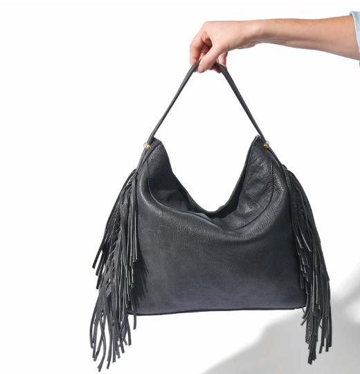 Fringe + Hobo Bag + Black