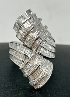 Vintage French 6 Carat Diamond White Gold + Cocktail Ring