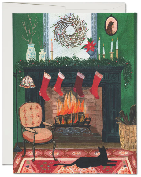 Christmas by the Fireplace + Card