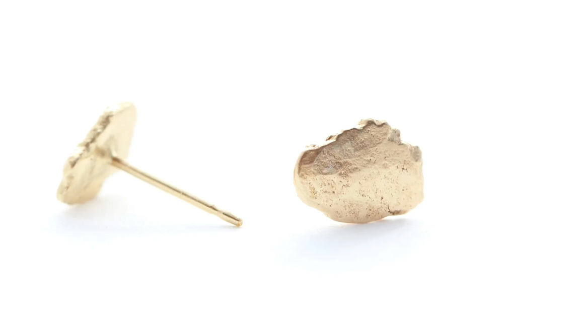 Gold Hammered + Stud Earrings