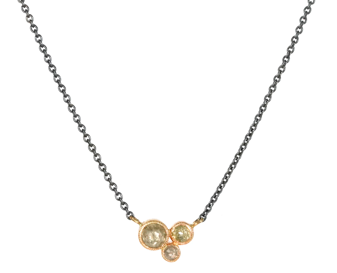 Stationed Trio Cluster Diamond + Necklace