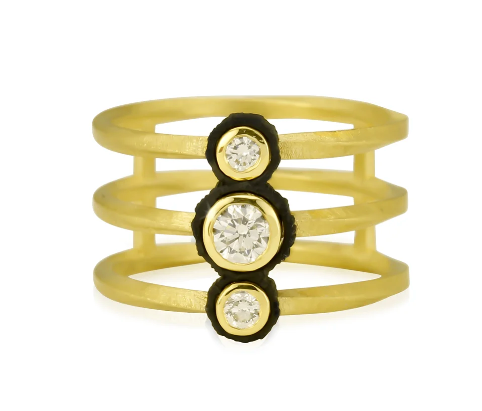 Twisted + Triple Band Diamond Ring