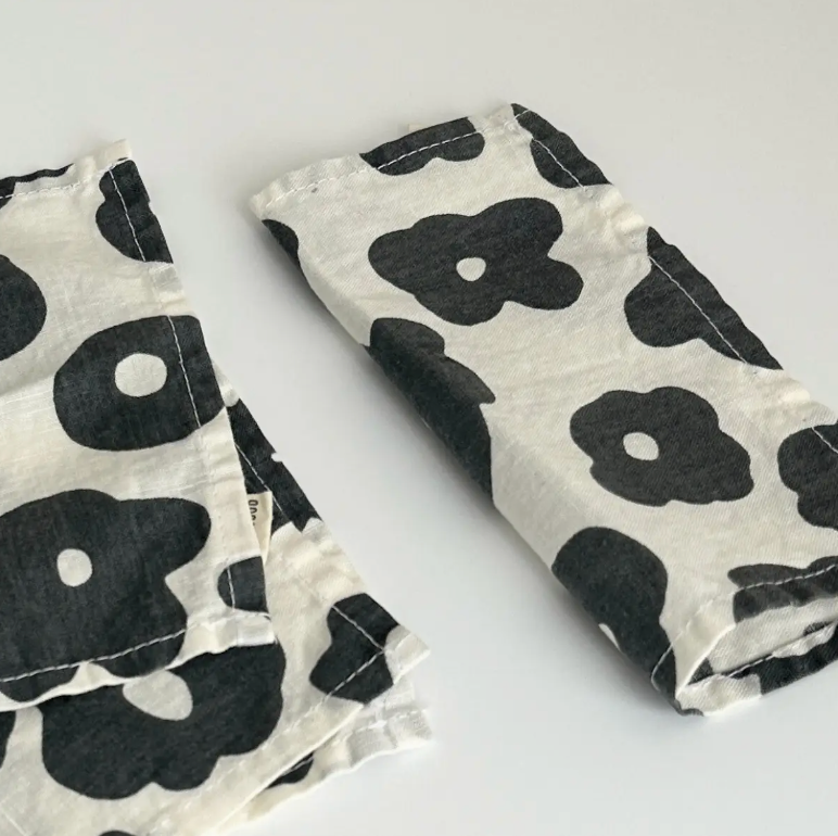 Cloth Cocktail Napkins + Faded Black and Natural