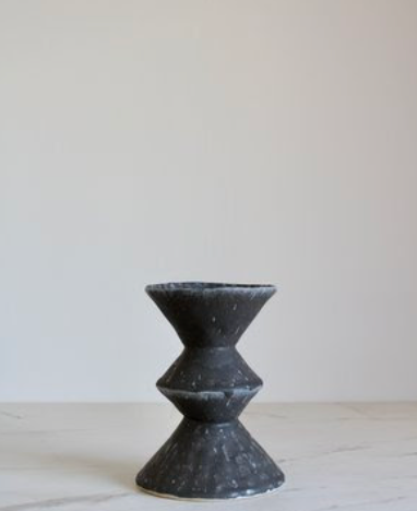 Speckled Black Zig-Zag + Vase