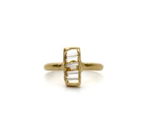 Horizontal Diamond + Gold Ring