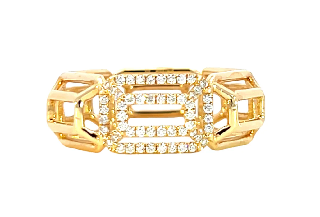 Mesa Emerald Shape + Diamond Ring