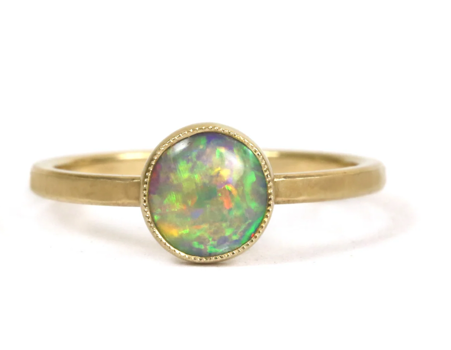 Round Crystal Opal + Statement Ring