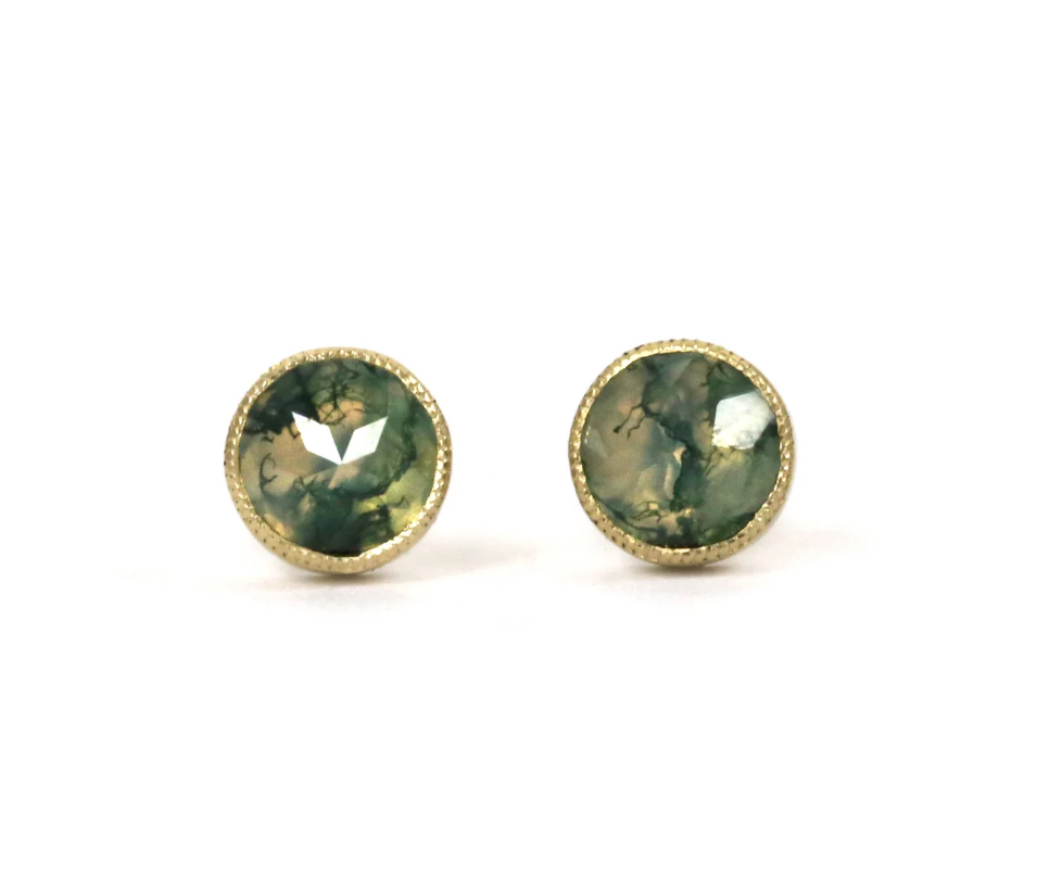 Round Moss Agate + Juicy Studs