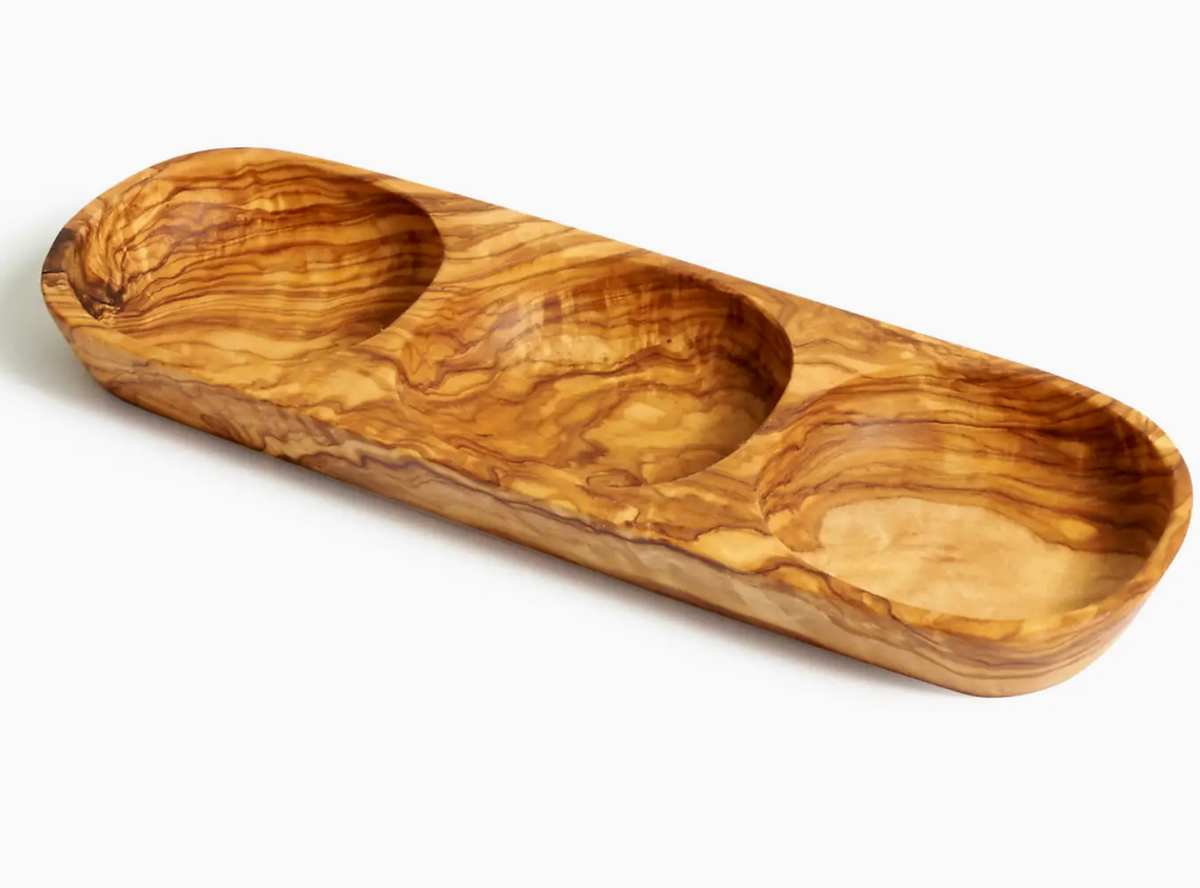 Olive Wood + 3 Section Tray