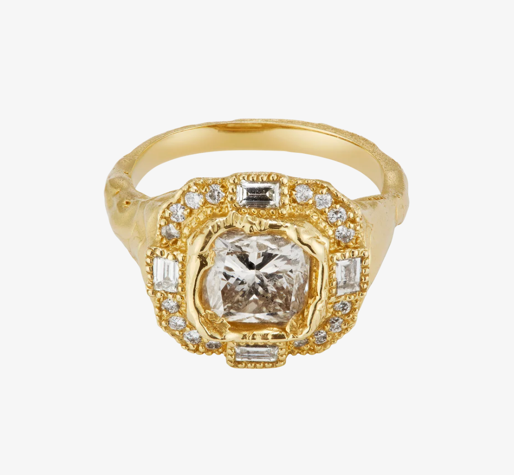 Armach Cushion Icy White Diamond + Cocktail Ring