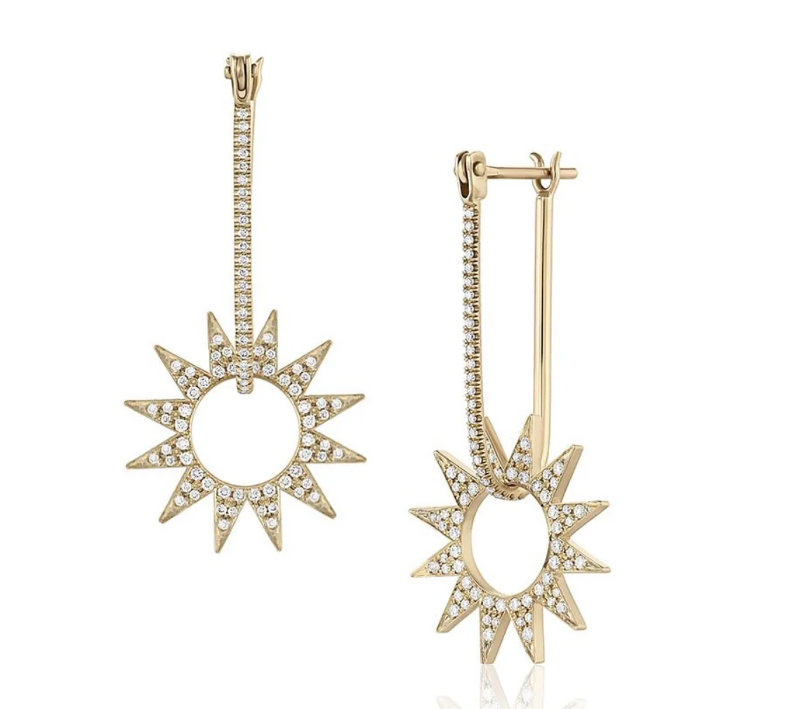 Pave White Diamond + Spur Earring