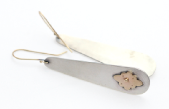 Silver + Gold Long Paisley Earrings