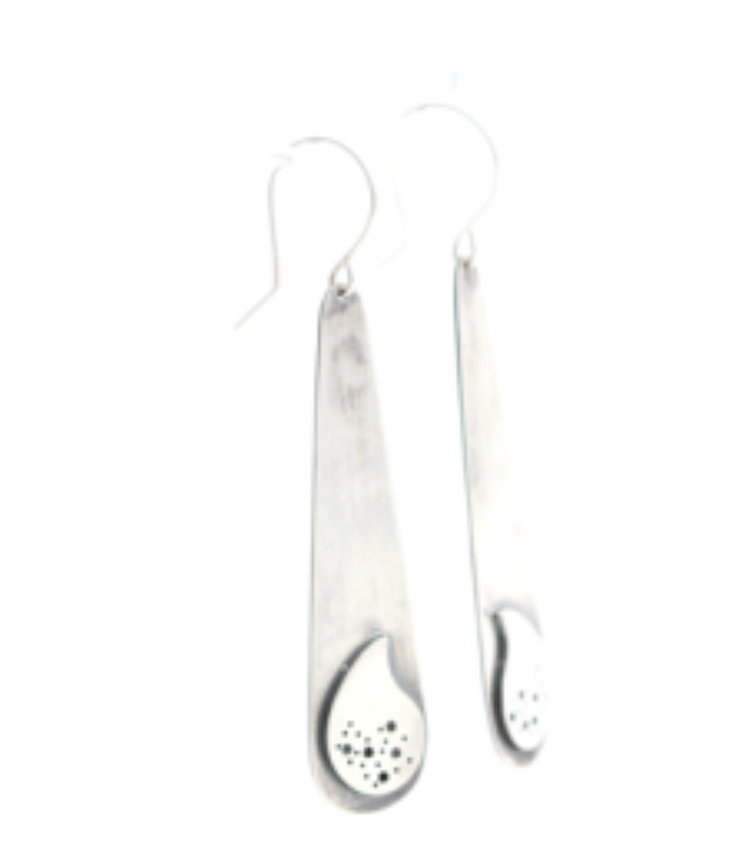 Silver Dangle Earrings + Paisleys