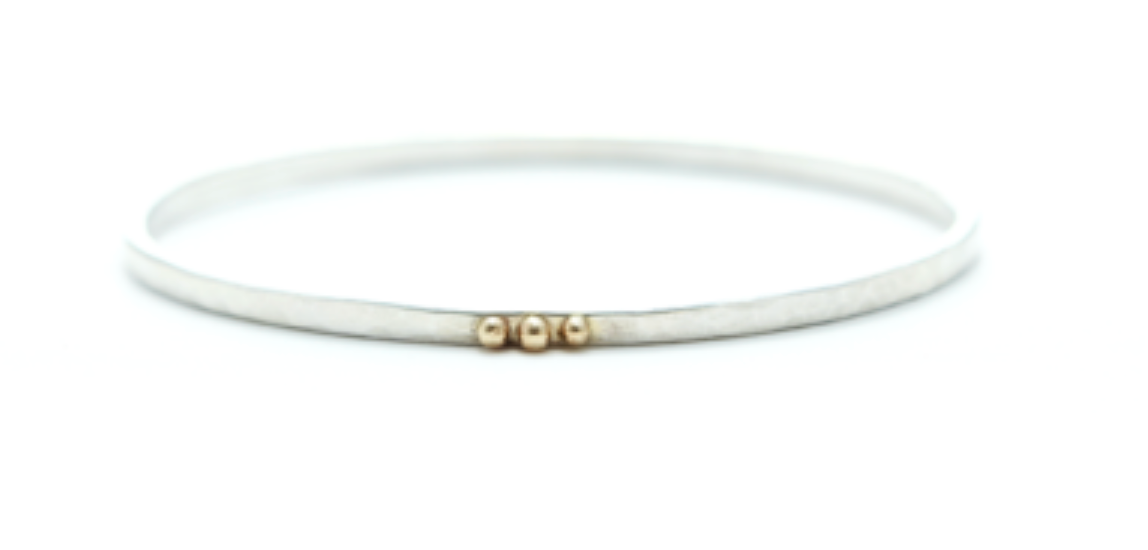 Silver + 5 Gold Bead Bracelet