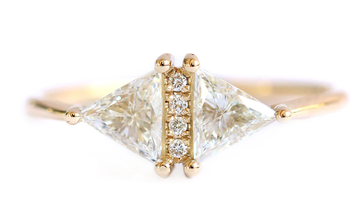 Vintage Diamond Triangle Ring + Delicate Geometric Engagement Ring