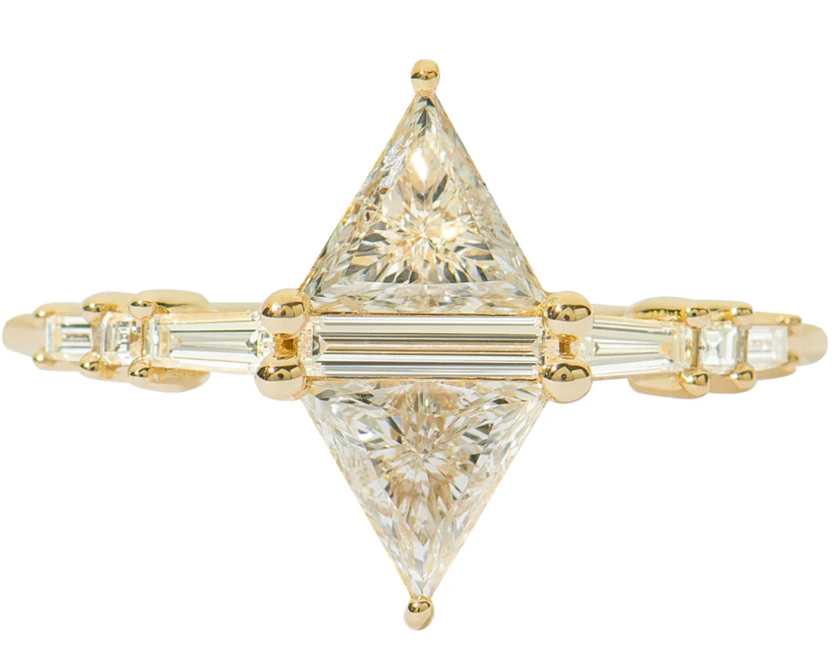 Geometric Engagement Ring + Triangle and Baguette Diamonds