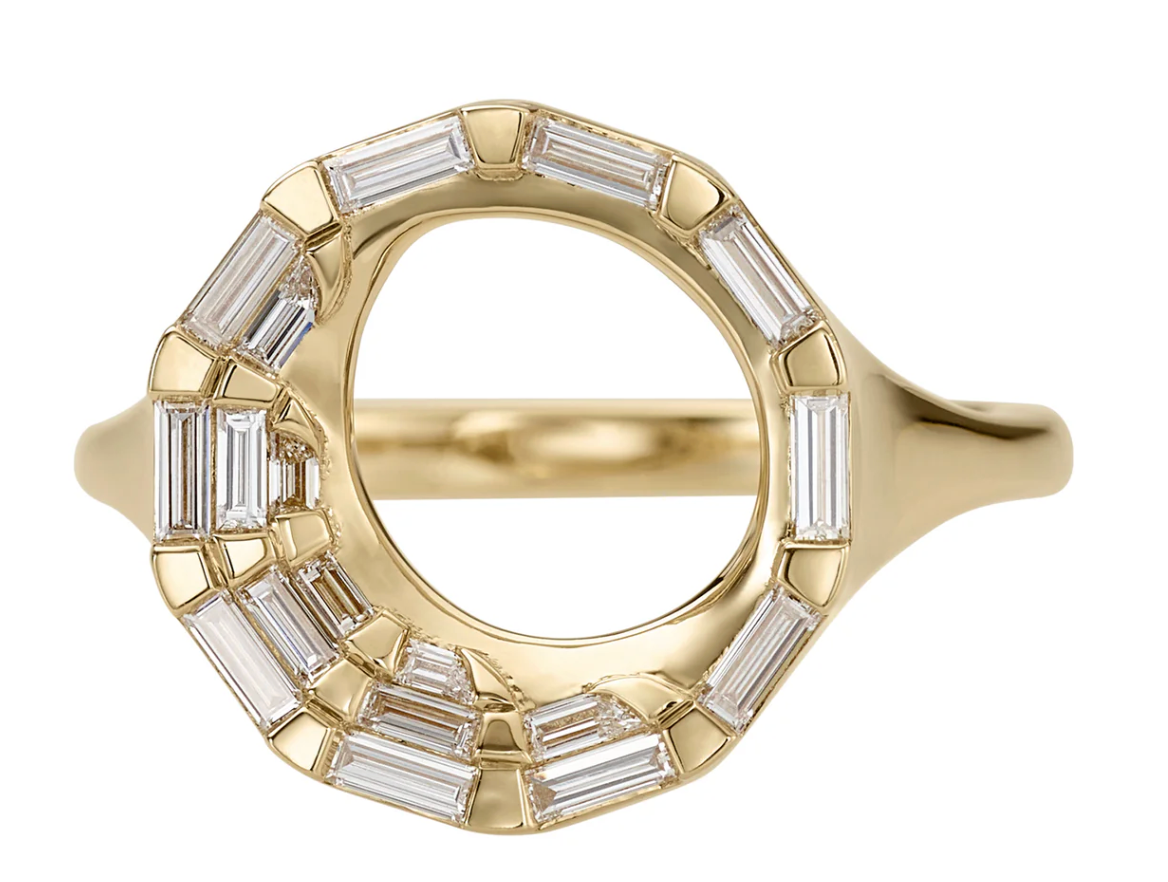 Cirrus Baguette Diamond + Gold Open Circle Ring