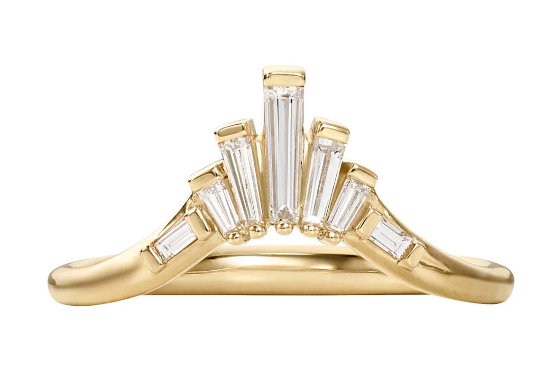 White Baguette Diamond + Nesting Art Deco Wedding Ring