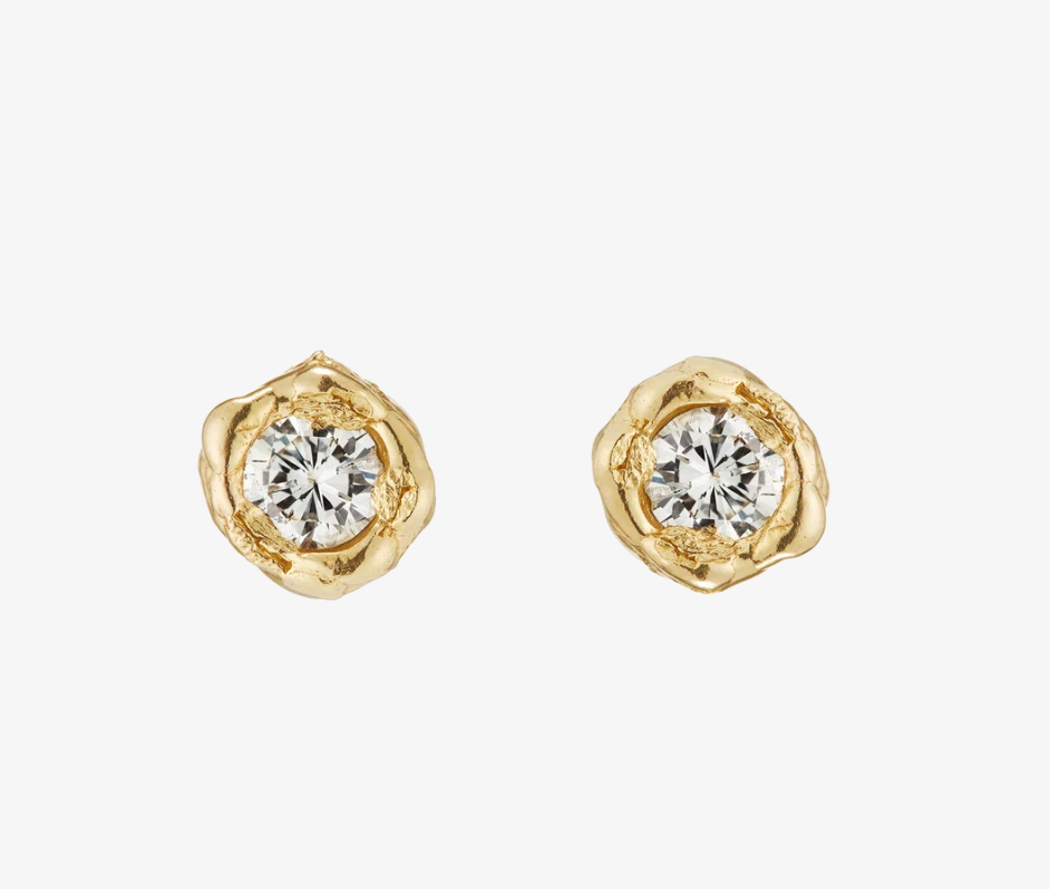 X 0.6ct Brilliant Cut Diamond Organic + Stud Earrings