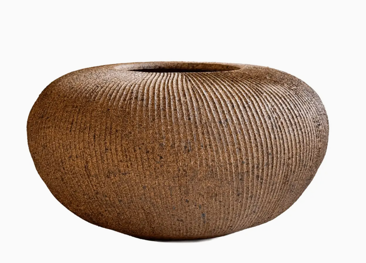 Sandstone Ribbed + Vase