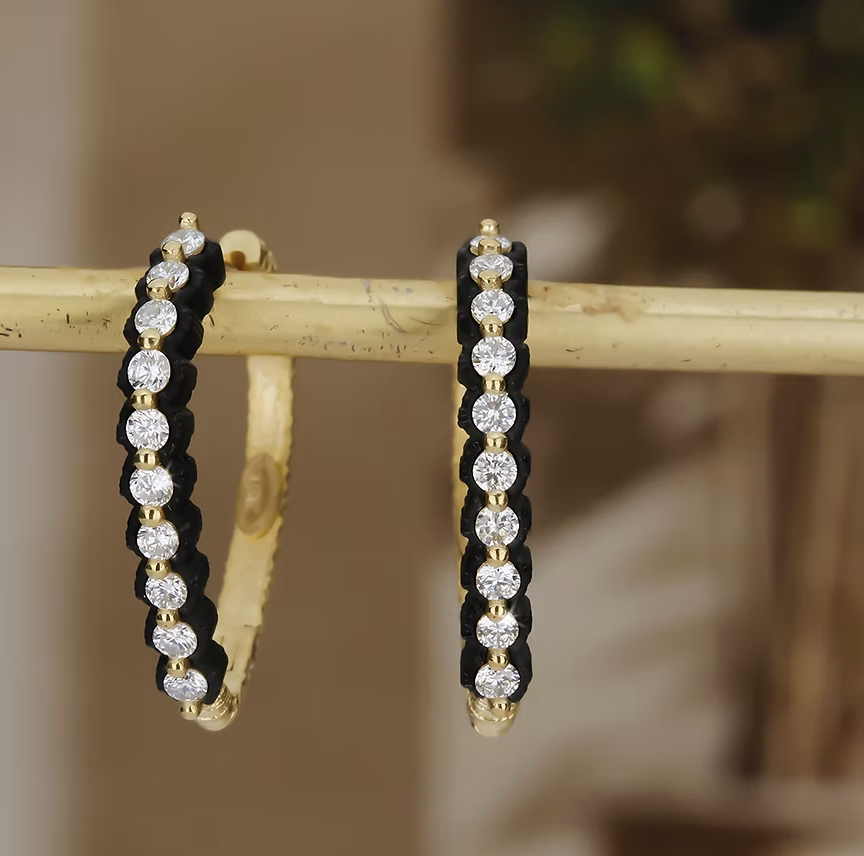 Scallop Diamond Pear Shaped + Hoop Earrings
