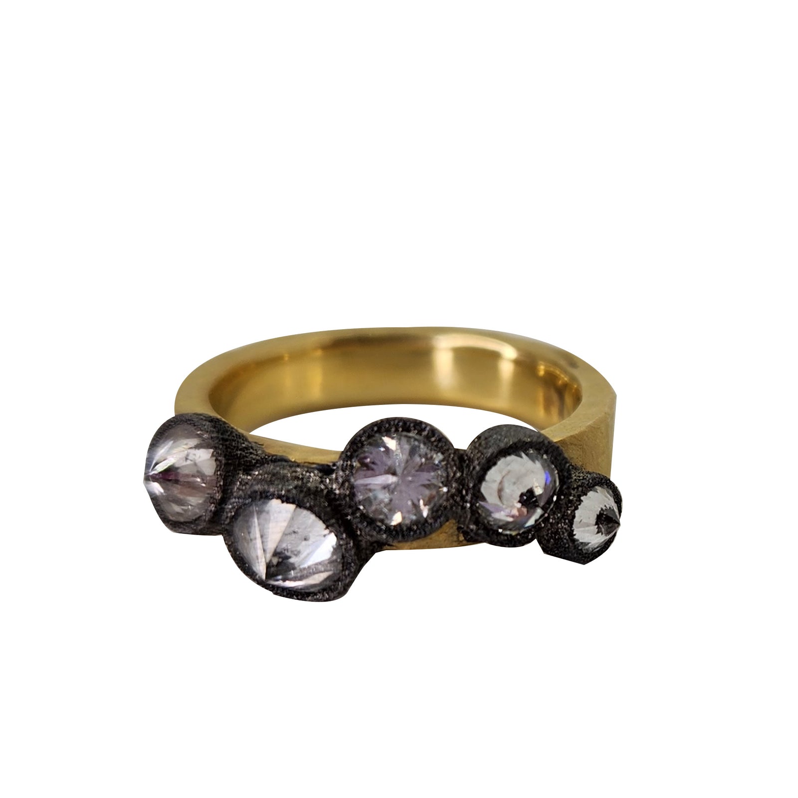 Flat Hammered Ring + Inverted Diamonds