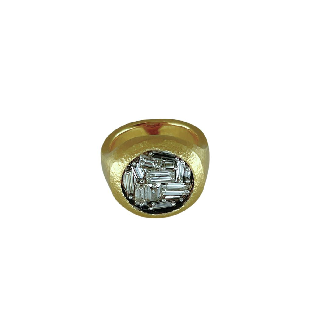 Pin-Set Baguette Diamond + Gold Ring
