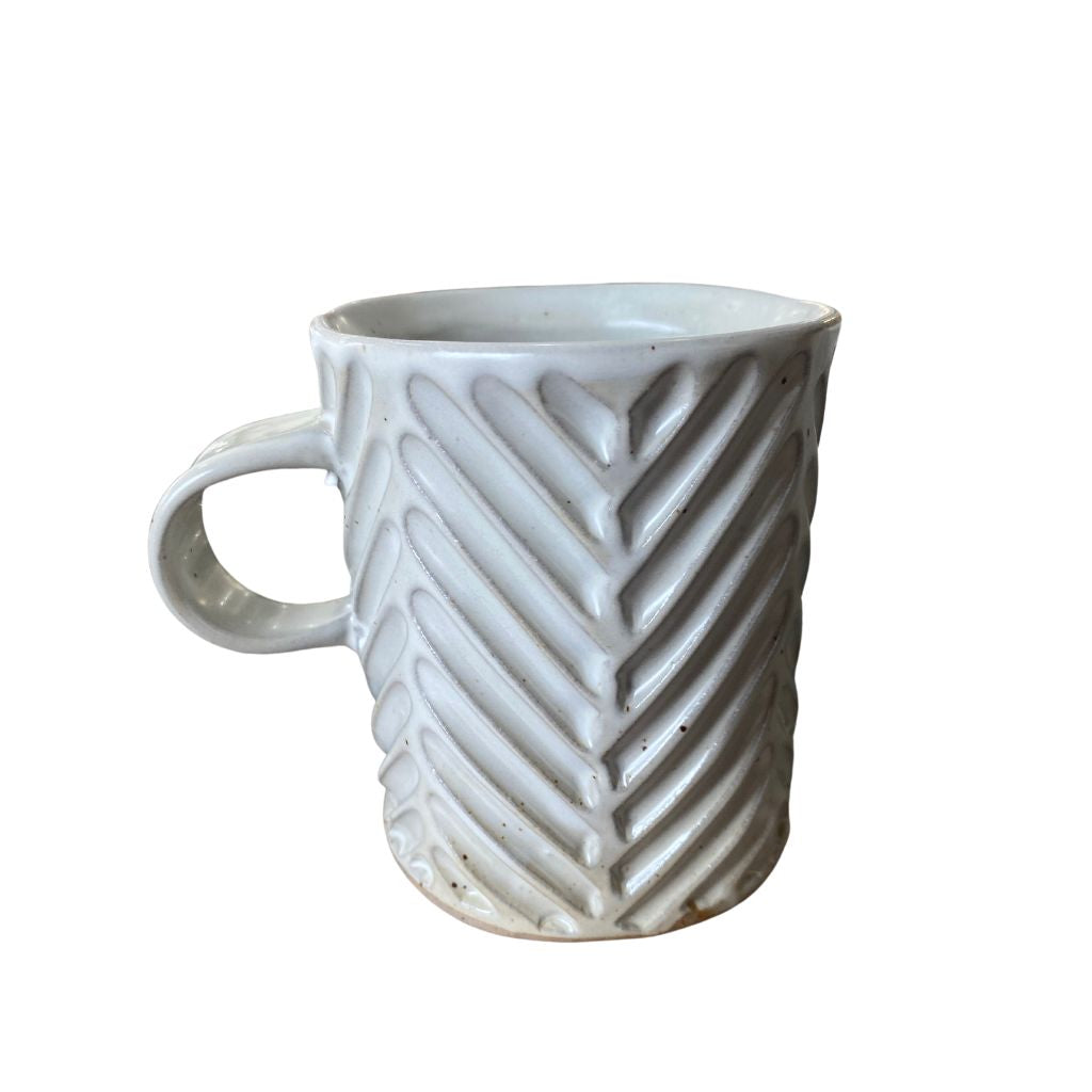 Handmade Ceramic Chevron Mug + Cream
