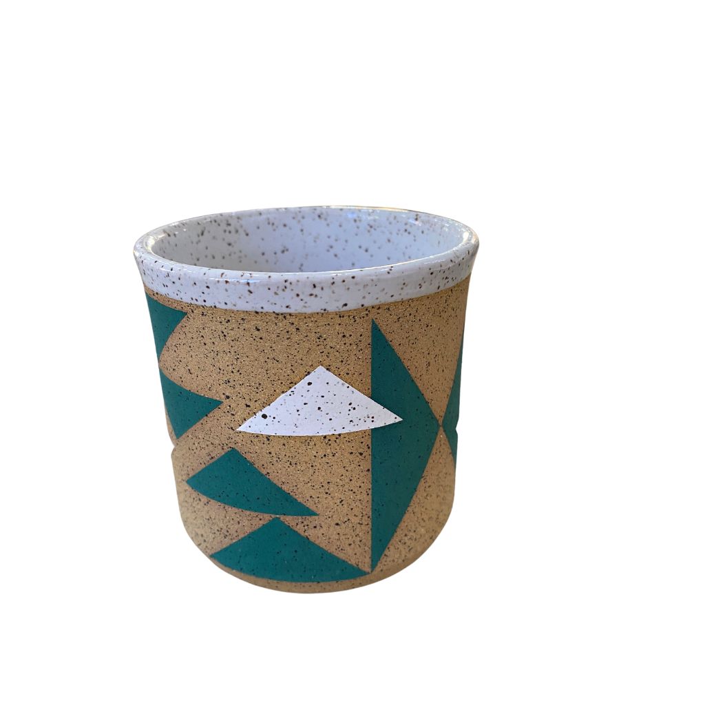 Geometric Ceramic Tumbler + Green