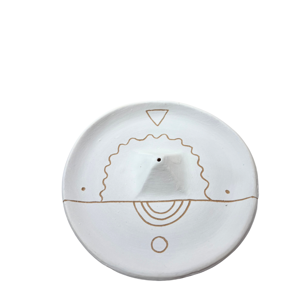 sgraffito incense + dish