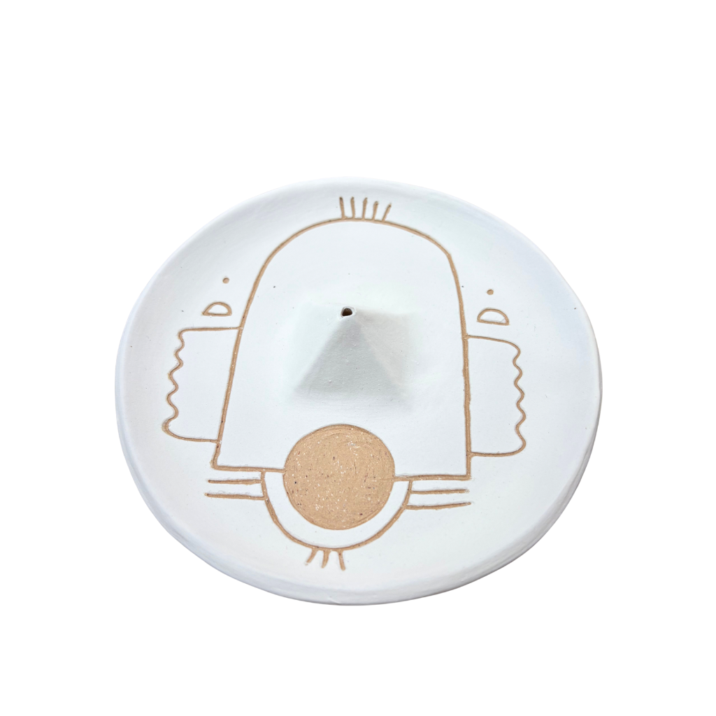 sgraffito incense + dish