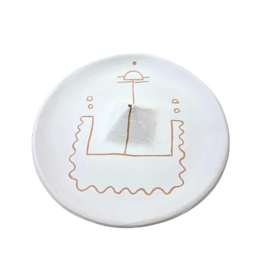 sgraffito incense + dish