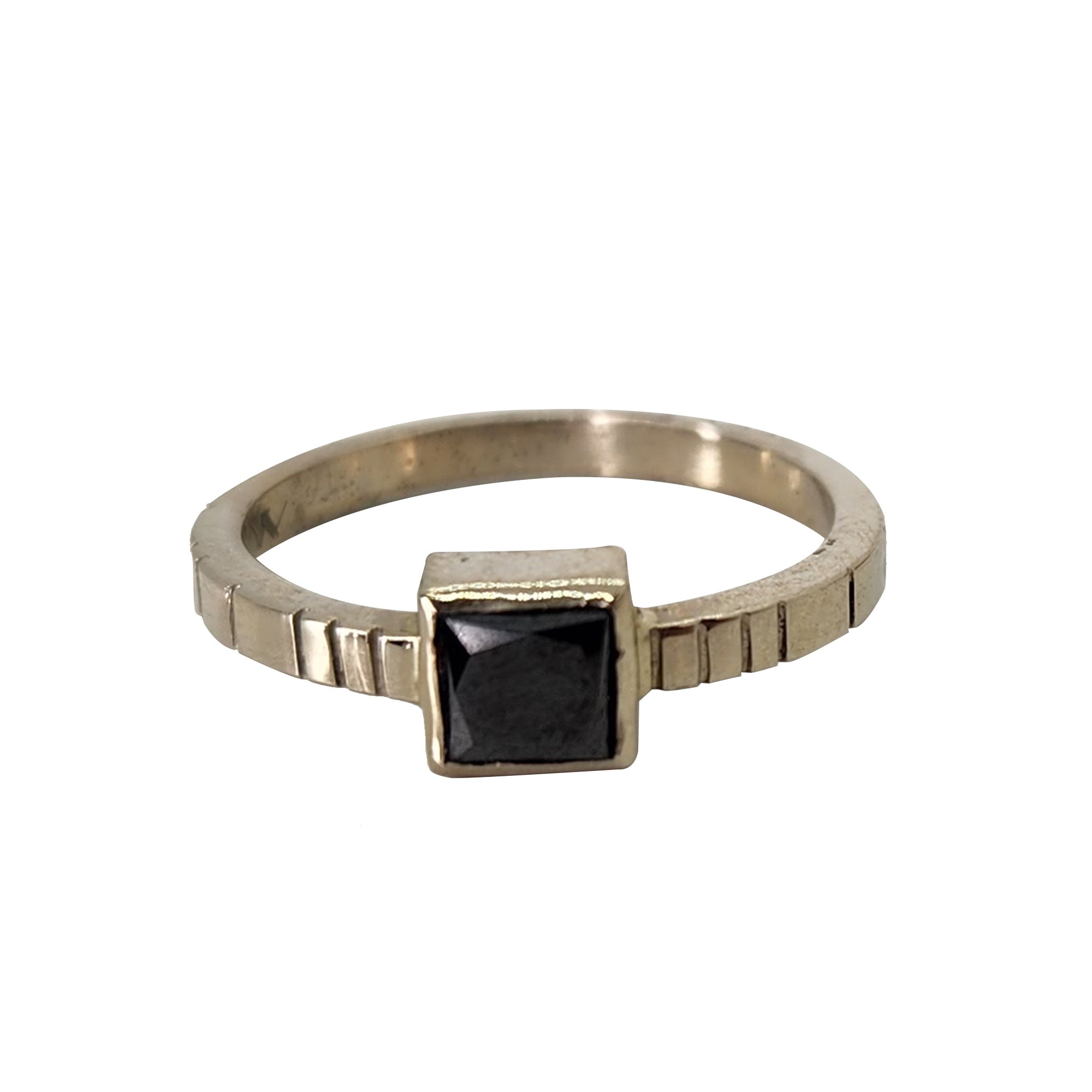 Black Diamond Solitaire Ring + White Gold