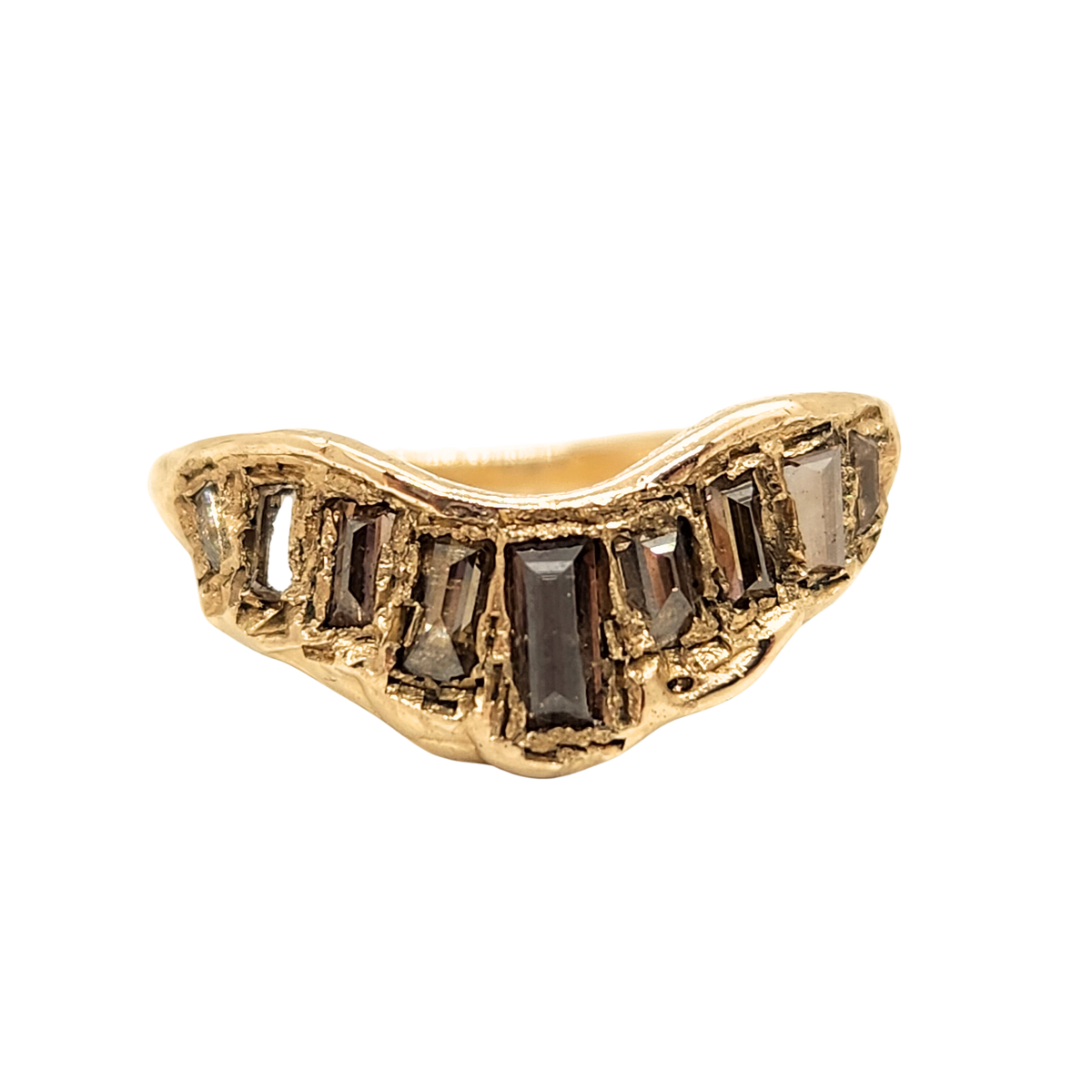 Chocolate Baguette Diamond + V-Shape Ring