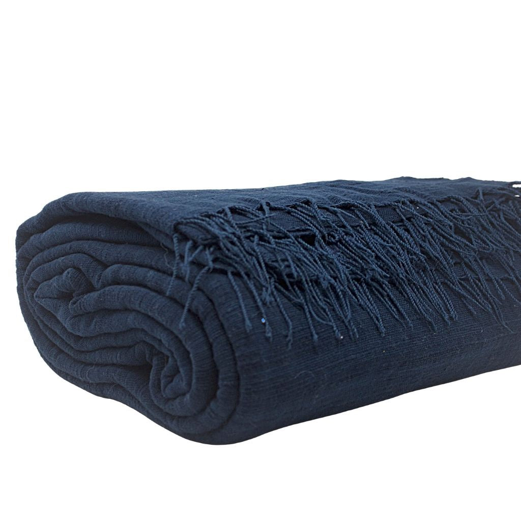 Medium Handwoven Throw Blanket + Dark Blue