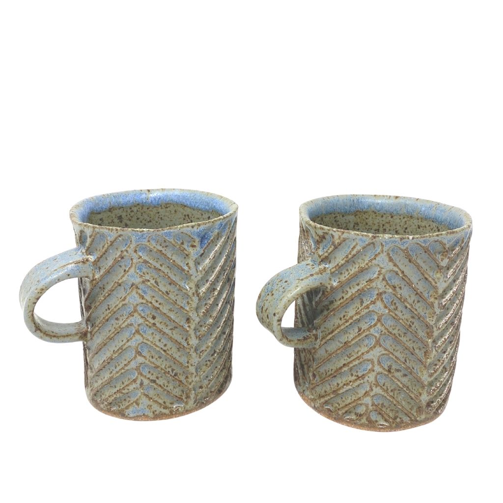Diamond Carved Mug + Blue