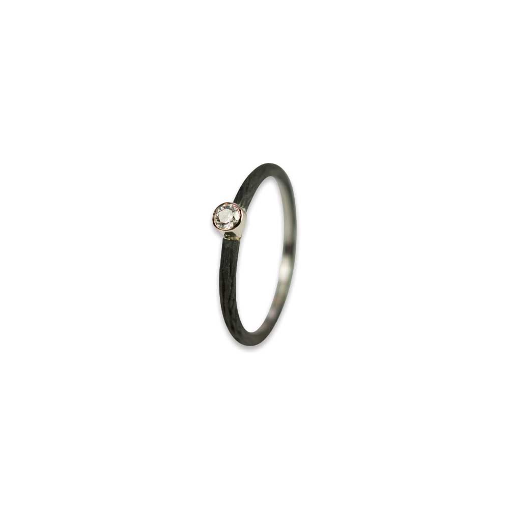 Pebble Stacking Ring + Diamond + Cobalt Chrome