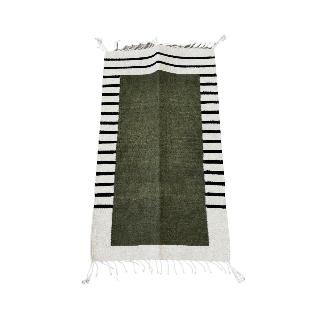 Woven Rug + Green Square
