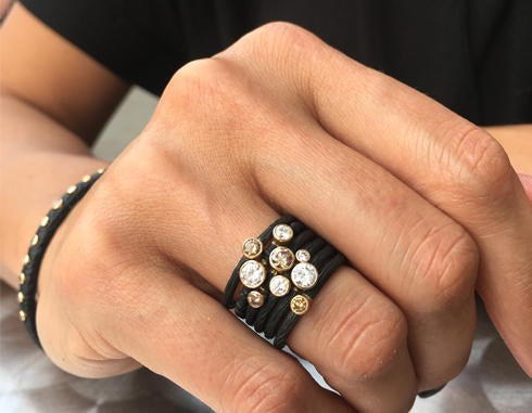 Pebble Stacking Ring + Diamond + Cobalt Chrome