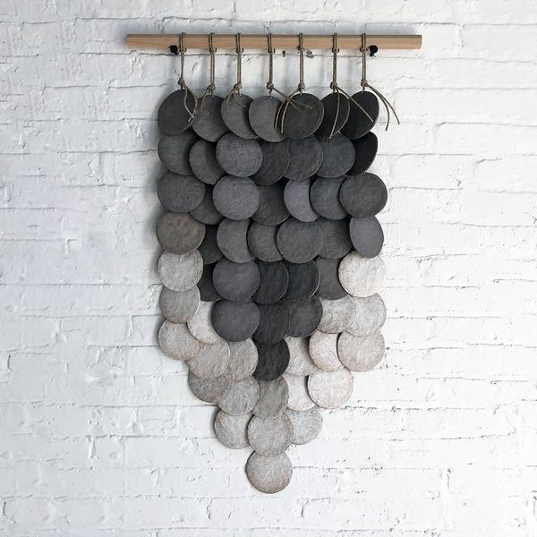 Gray + White 7 Disc Ceramic Wall Piece