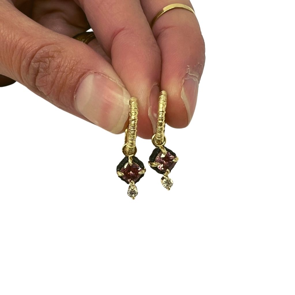 Chroma Gold Hoops + Double Stone Dangle