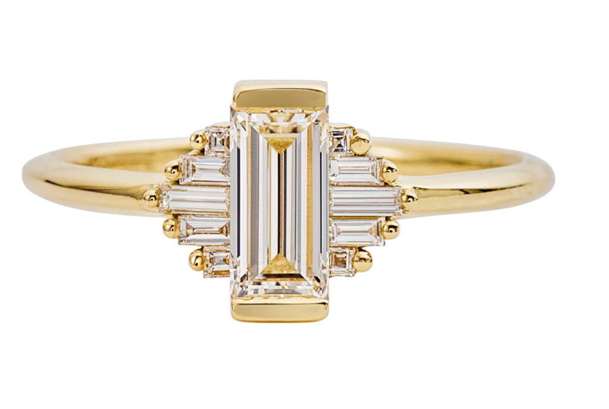 Classic Art Deco + Baguette Diamond Ring