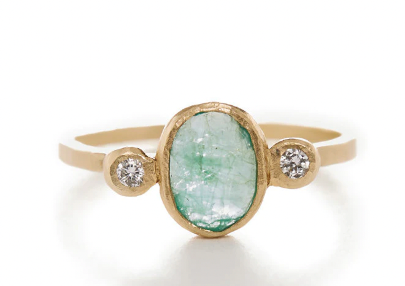 Lush Emerald + Three Stone Ring