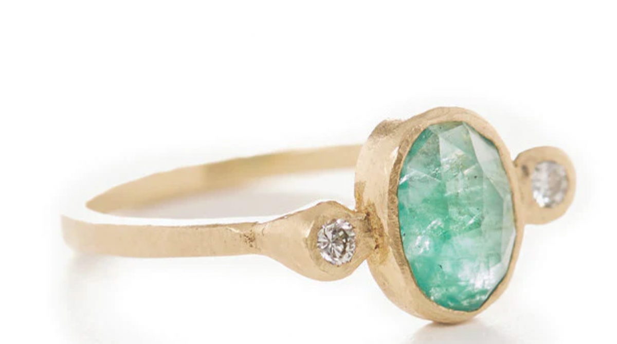 Lush Emerald + Three Stone Ring