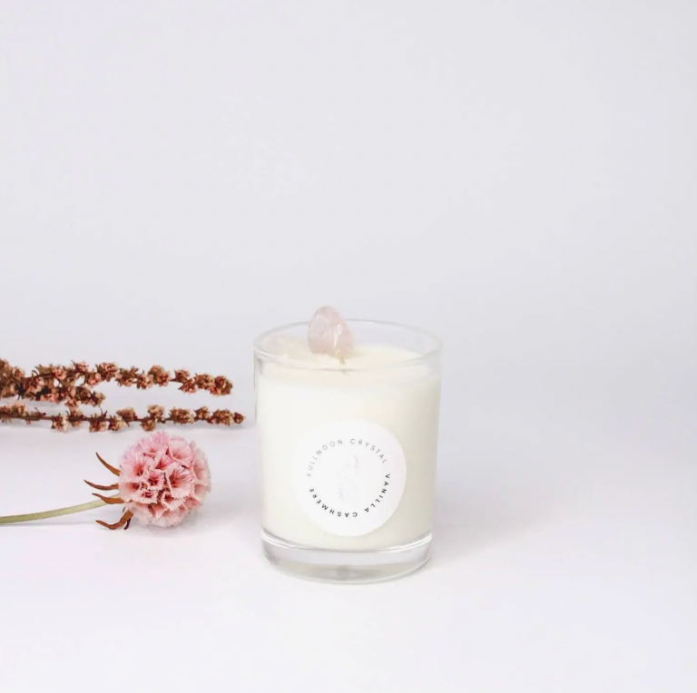 Rose Quartz + Vanilla + Cashmere Crystal Candle