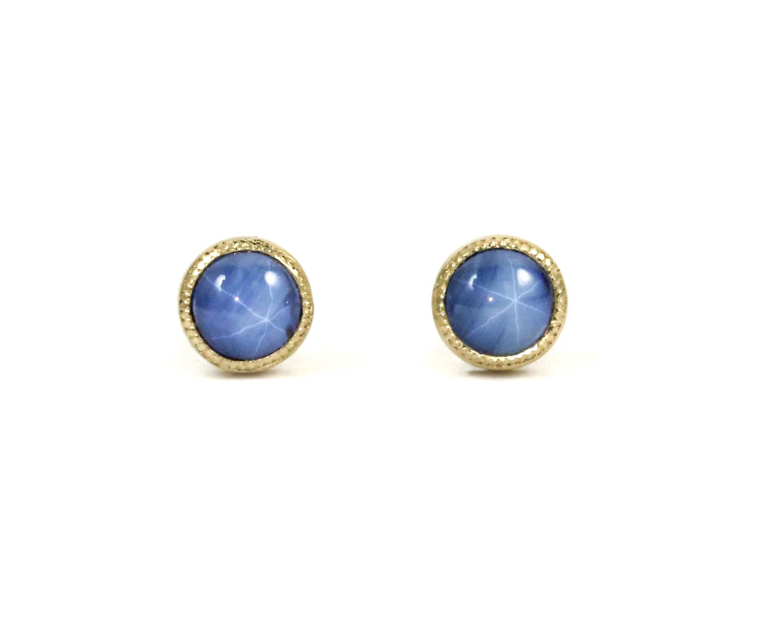 Round Star + Sapphire Earrings