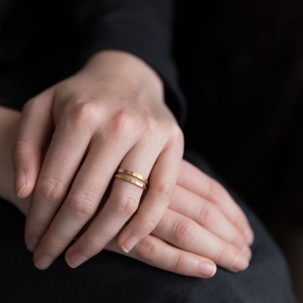 Rainbow Gold + Faceted Band