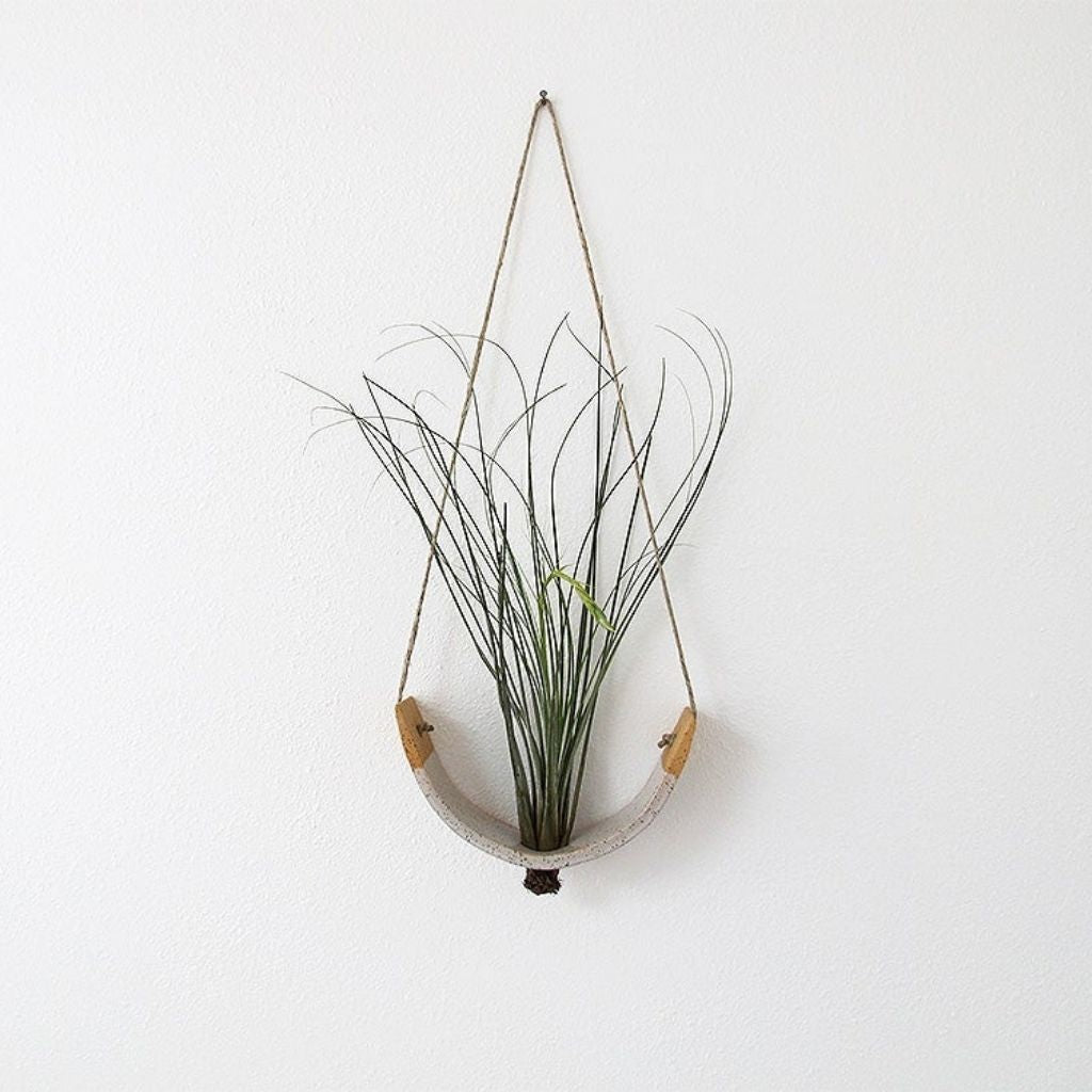 Hanging Ceramic Air Plant Cradle + Speckled White + Large