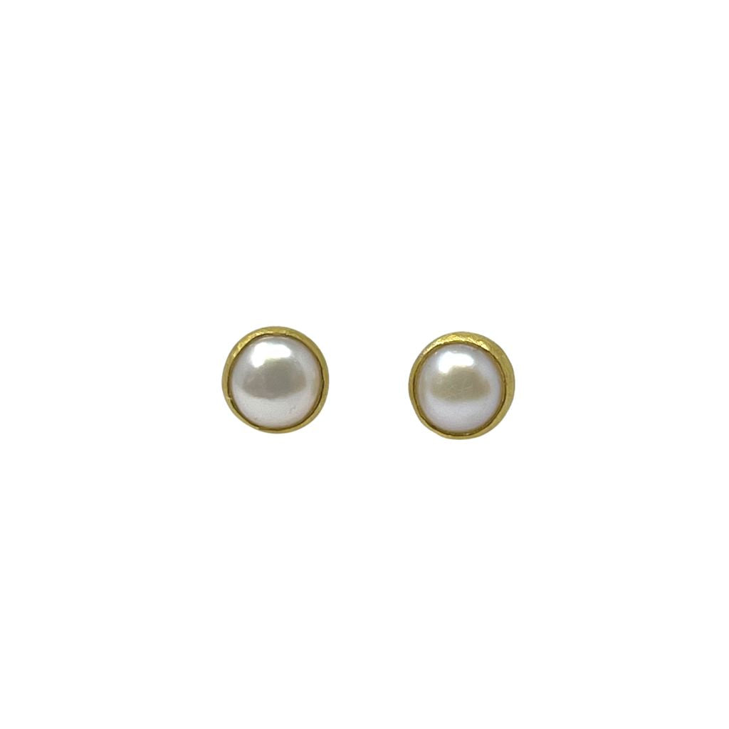 Genuine Pearl Stud Earrings In Pure Platinum - CRISLU